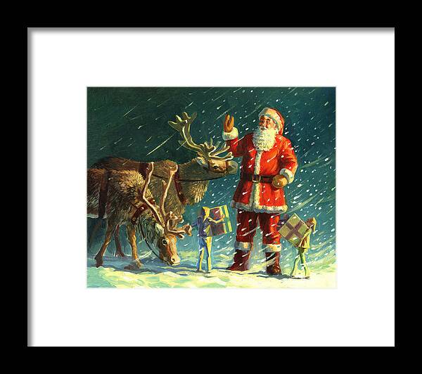 #faaAdWordsBest Framed Print featuring the painting Santas and Elves by David Price