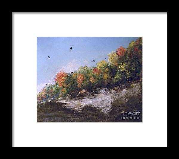Fall Framed Print featuring the painting Soaring Over the North Rim, Autumn by Susan Sarabasha