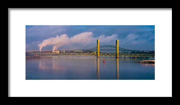 New England Framed Print featuring the photograph Sarah Long Bridge at Dawn by Thomas Lavoie
