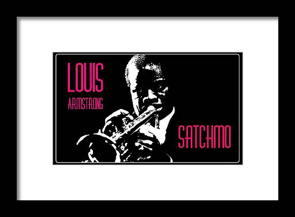 Louis Armstrong Framed Print featuring the digital art Satchmo by Rumiana Nikolova