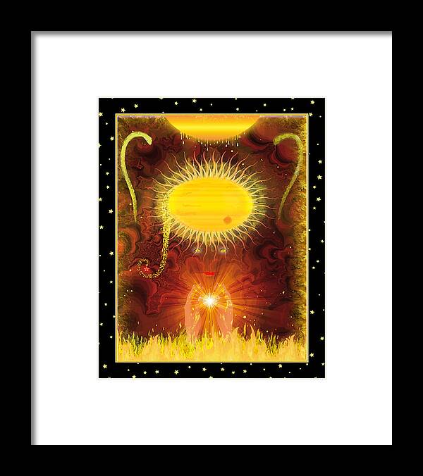 Symbolic Digital Art Framed Print featuring the digital art Satprem or The Guardian Of The Fire by Harald Dastis