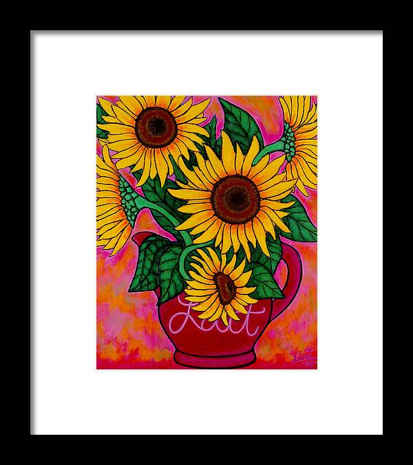 Sunflowers Framed Print featuring the painting Saturday Morning Sunflowers by Lisa Lorenz