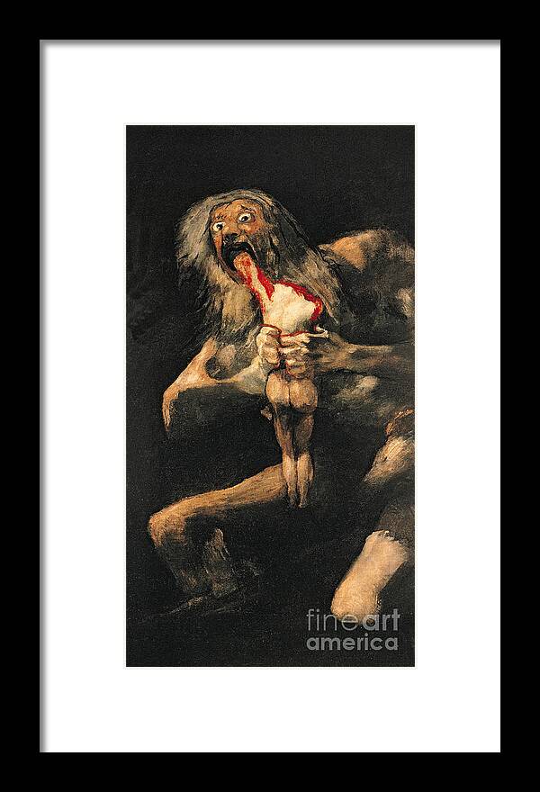 Saturn Framed Print featuring the painting Saturn Devouring one of his Children by Goya