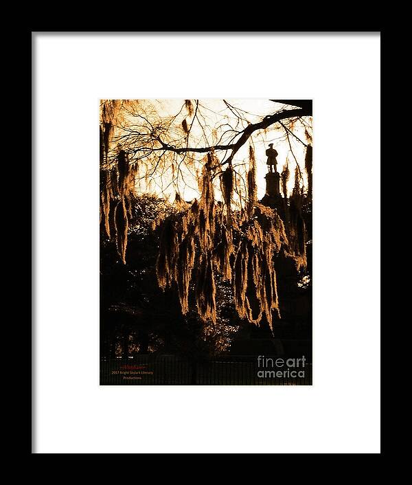 Sculpture Framed Print featuring the photograph Savannah Confederate Moss Sunset by Aberjhani's Official Postered Chromatic Poetics