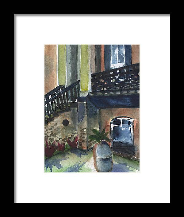 Home Framed Print featuring the painting Savannah Historic Home Courtyard by Frank Bright