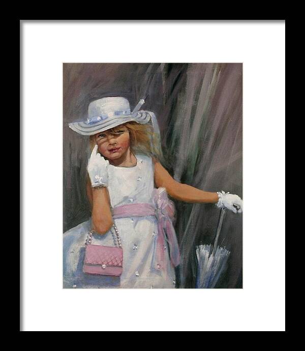  Girl With Umbrella Framed Print featuring the painting Savannah by Tom Shropshire