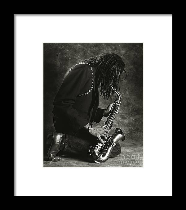 Music Framed Print featuring the photograph Sax Player 1 by Tony Cordoza