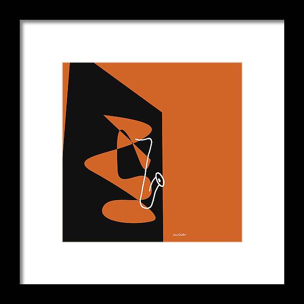 Jazzdabri Framed Print featuring the digital art Saxophone in Orange by David Bridburg