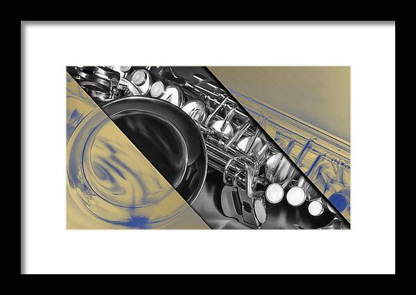 Saxophone Framed Print featuring the mixed media Saxophone Musical Collection by Marvin Blaine
