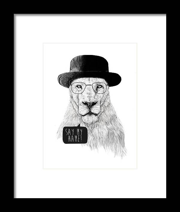 Lion Framed Print featuring the mixed media Say my name by Balazs Solti
