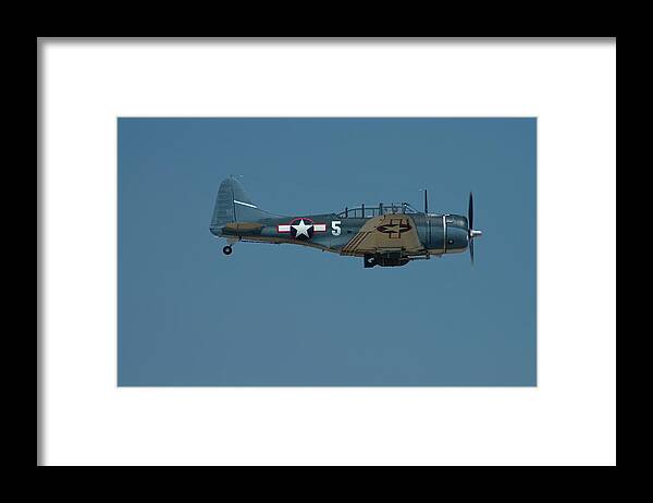Douglas Aircraft Framed Print featuring the photograph SBD in flight by Tim Mulina
