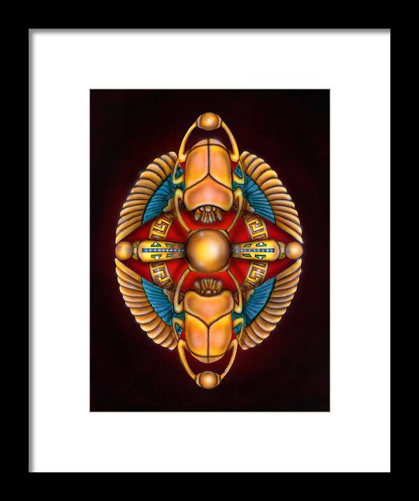  Framed Print featuring the painting Scarab Beetle Design by Wayne Pruse