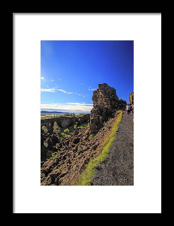 Volcano Framed Print featuring the photograph Scared earth at the Mid-Atlantic Rise in Thingvellir, Iceland by Allan Levin
