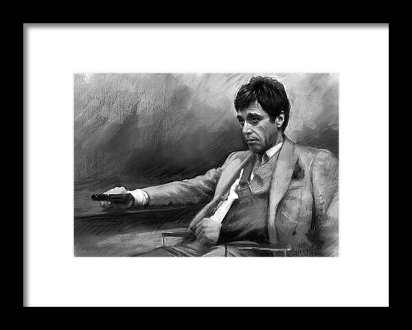 Al Pacino Framed Print featuring the pastel Scarface 2 by Ylli Haruni