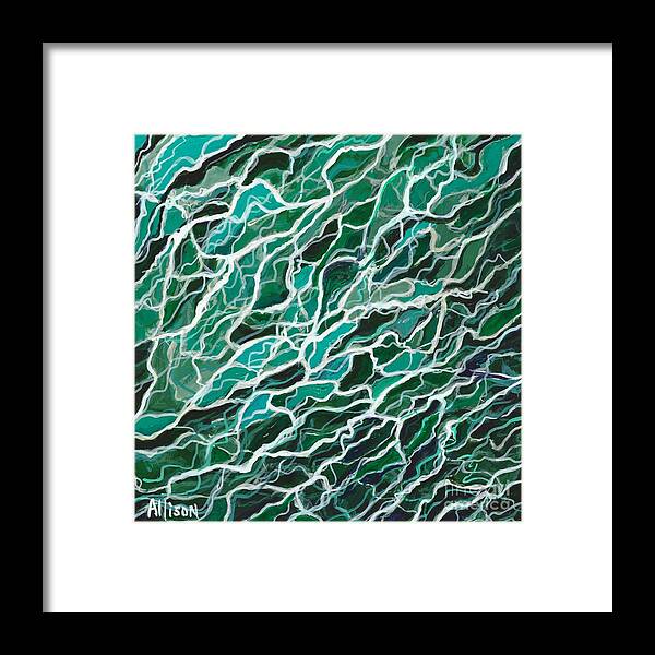 #abstract Framed Print featuring the painting Scattered Waves by Allison Constantino