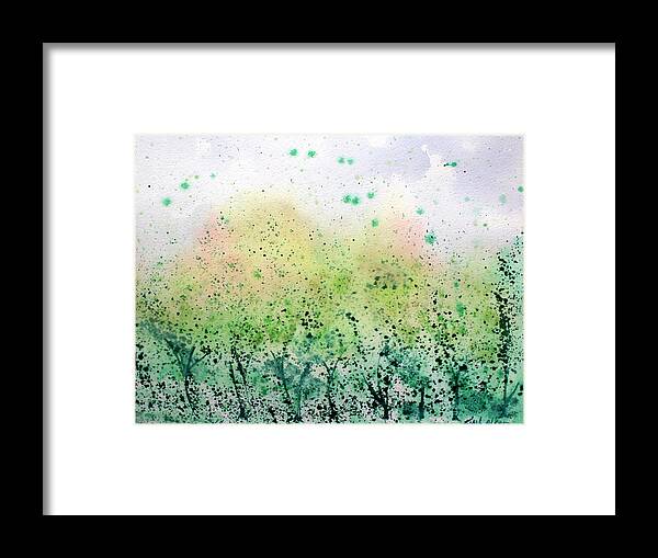 Trees Framed Print featuring the painting Scattering Leaves Watercolor by Kimberly Walker