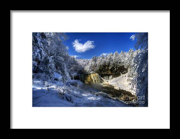 Snow Framed Print featuring the photograph Scene at Blackwater Falls by Dan Friend
