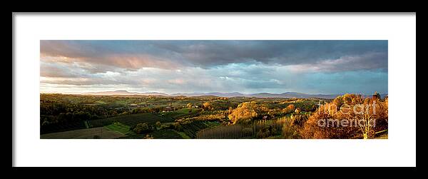 Landscape Framed Print featuring the photograph Scenic Autumnal Landscape at Sunset in Austria by Andreas Berthold
