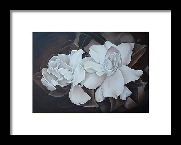 Scent Of Gardenias Framed Print featuring the painting Scent of Gardenias by Daniela Easter
