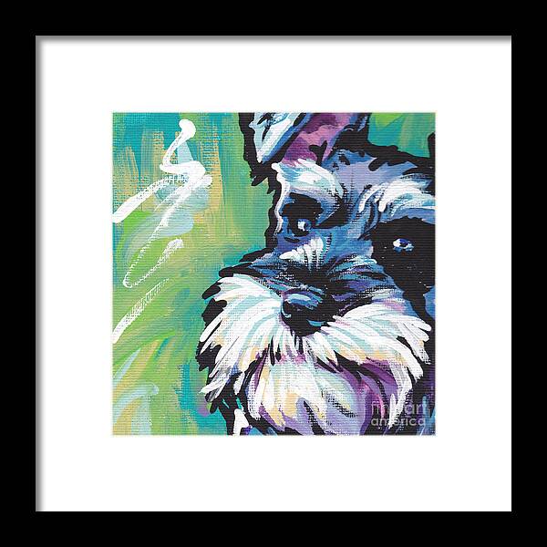 Schnauzer Framed Print featuring the painting Schnauzer by Lea S