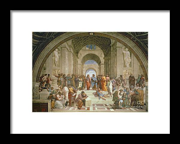 School Framed Print featuring the painting School of Athens from the Stanza della Segnatura by Raphael
