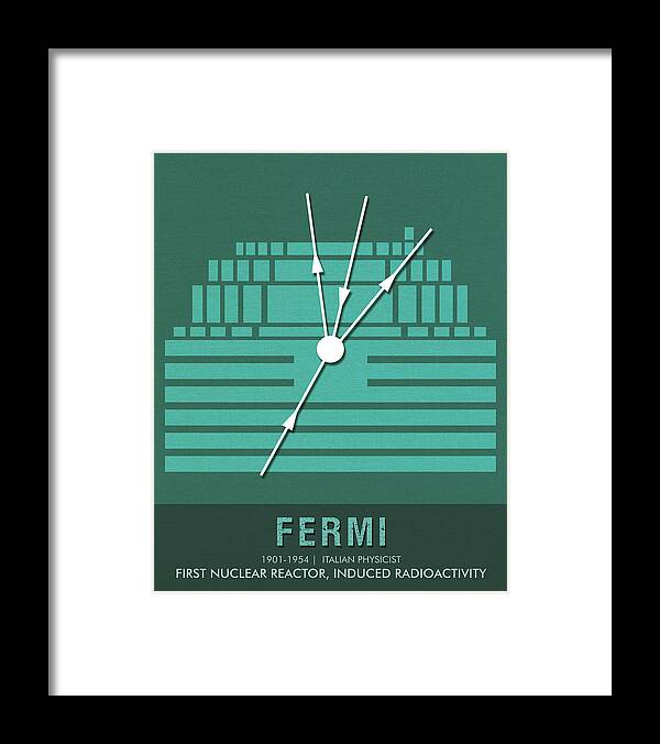 Fermi Framed Print featuring the mixed media Science Posters - Enrico Fermi - Physicist by Studio Grafiikka