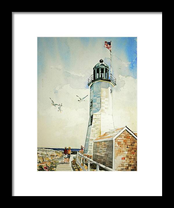 Scituate Light Framed Print featuring the painting Scituate Light by P Anthony Visco