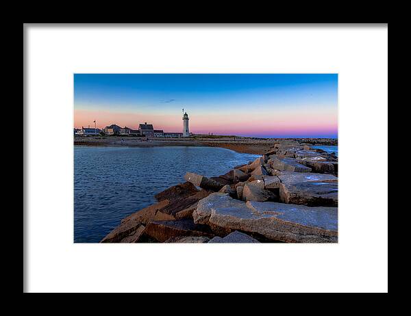 Scituate Framed Print featuring the photograph Scituate Lighthouse Sunset by Brian MacLean