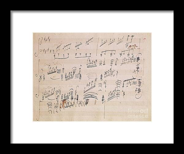Score Framed Print featuring the drawing Score sheet of Moonlight Sonata by Ludwig van Beethoven