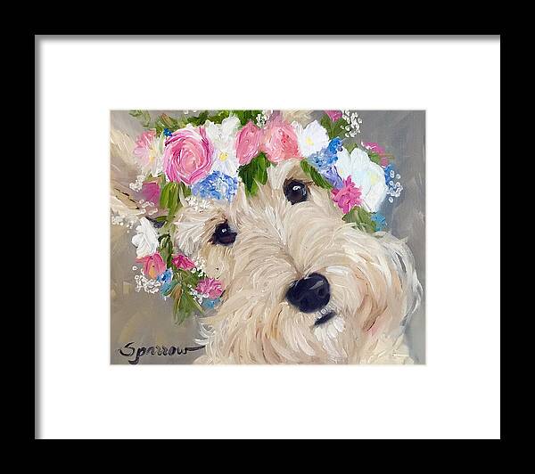 Wheaten Scottish Terrier Framed Print featuring the painting Scottish Flowers by Mary Sparrow