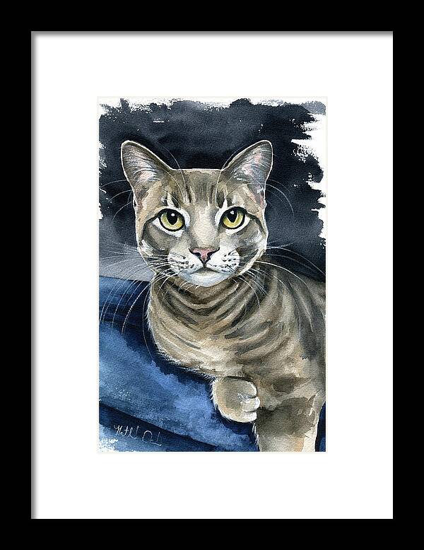 Cat Framed Print featuring the painting Scout - Cat Portrait by Dora Hathazi Mendes