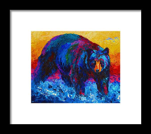 Western Framed Print featuring the painting Scouting For Fish - Black Bear by Marion Rose