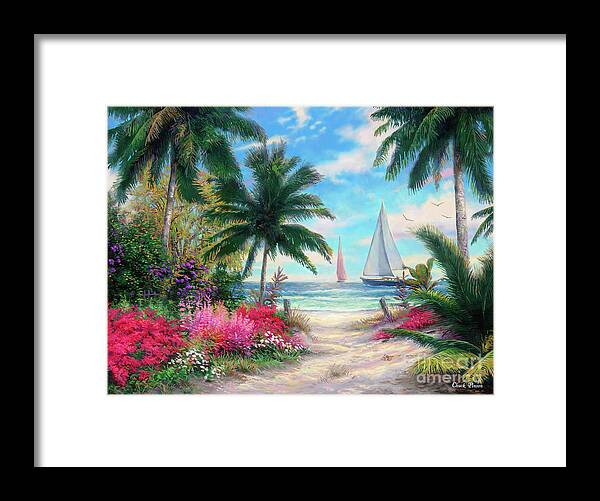 Tropical Framed Print featuring the painting Sea Breeze Trail by Chuck Pinson
