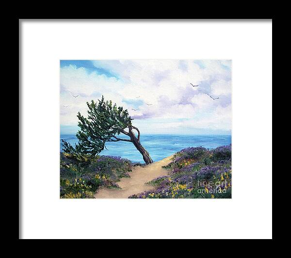 California Framed Print featuring the painting Sea Coast at Half Moon Bay by Laura Iverson