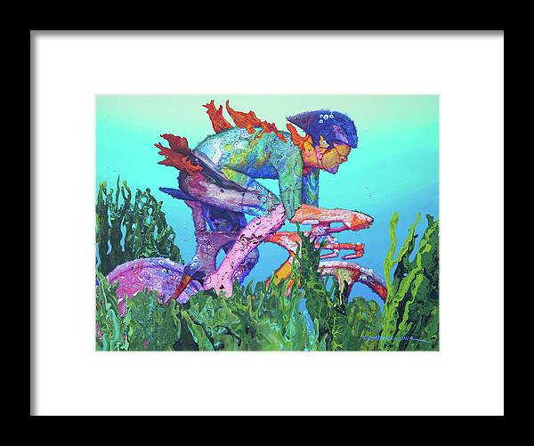 Underwater Framed Print featuring the painting Sea Cycler by Marguerite Chadwick-Juner