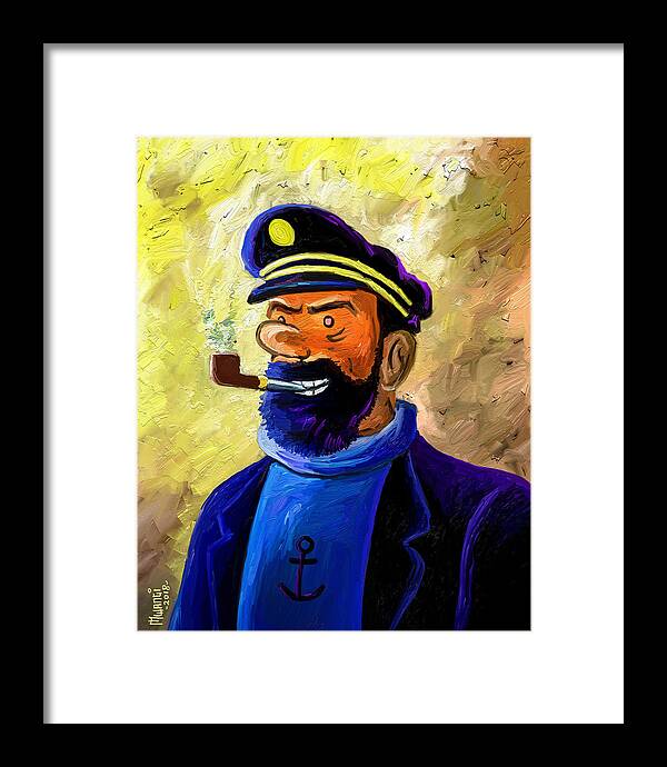 Tintin Framed Print featuring the painting Old Sea Dog by Anthony Mwangi