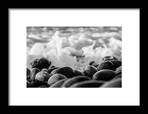 Water Framed Print featuring the photograph Sea foam B-W by Sergey Simanovsky