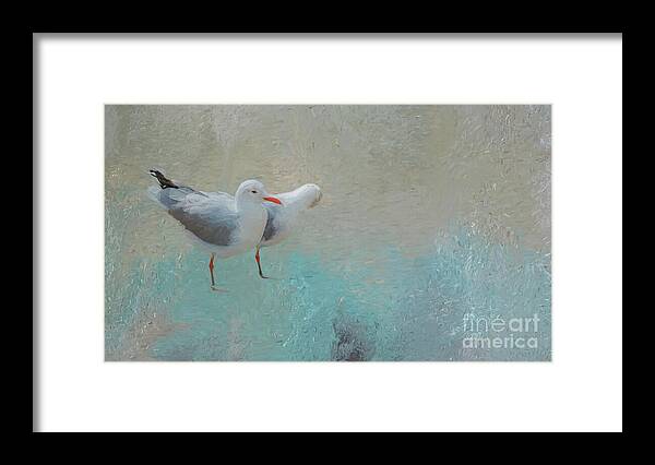 Sea Gulls Framed Print featuring the painting Sea Gulls by Eva Lechner