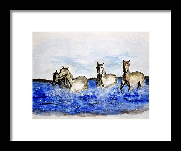 Clyde J. Kell Framed Print featuring the painting Sea Horses by Clyde J Kell