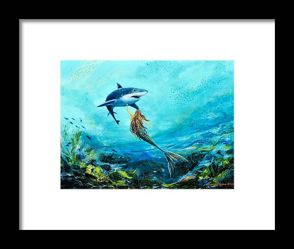 Mermaid Framed Print featuring the painting Under the Sea #2 by Gina De Gorna