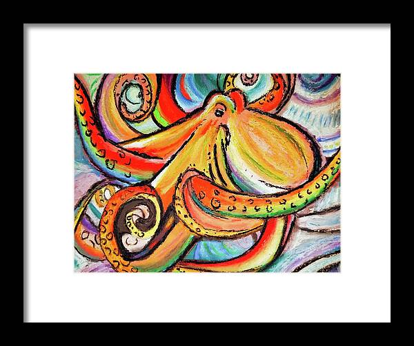 Octopus Framed Print featuring the pastel Sea me swirl by Bonny Puckett