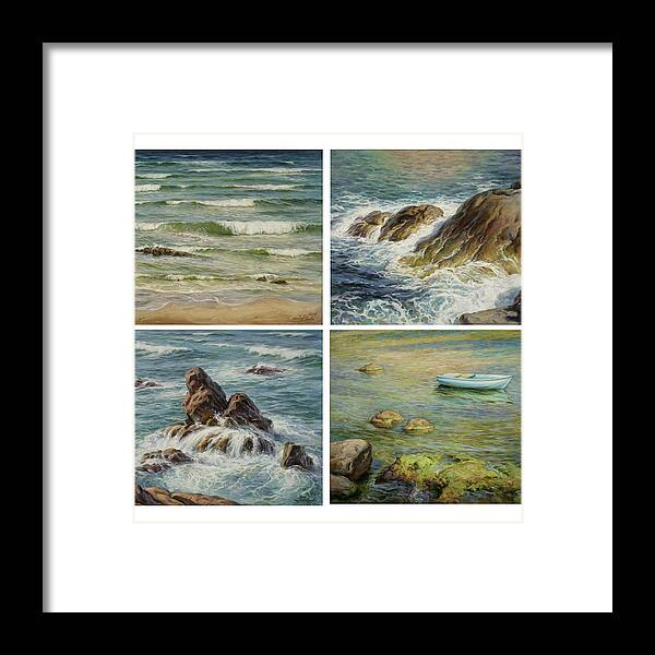 Seascape Framed Print featuring the painting Sea Symphony. Part 1,2,3,4. by Serguei Zlenko