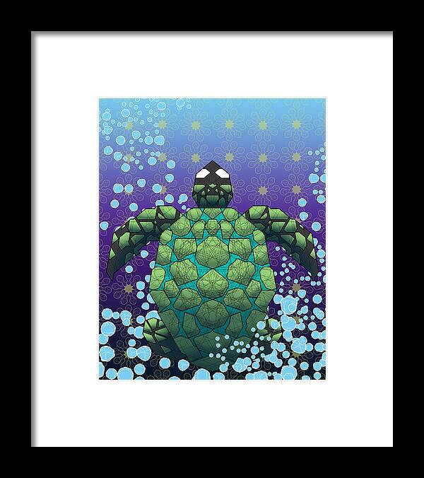 Sea Turtle Framed Print featuring the digital art Sea Turtle by Dusty Conley