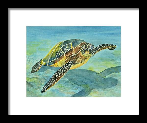 Linda Brody Framed Print featuring the painting Sea Turtle by Linda Brody