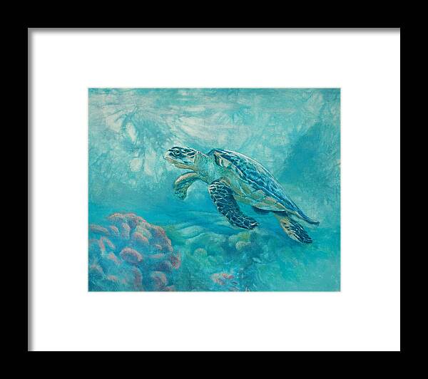 Sea Framed Print featuring the painting Sea Turtle by Vicky Russell