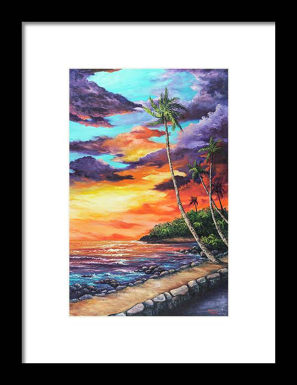 Coastal Framed Print featuring the painting Sea Wall Lahaina by Darice Machel McGuire