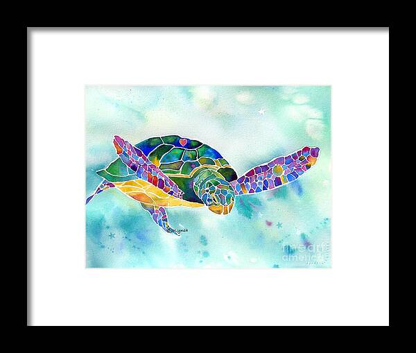  Sea Turtle Paintings Framed Print featuring the painting Sea Weed Sea Turtle by Jo Lynch