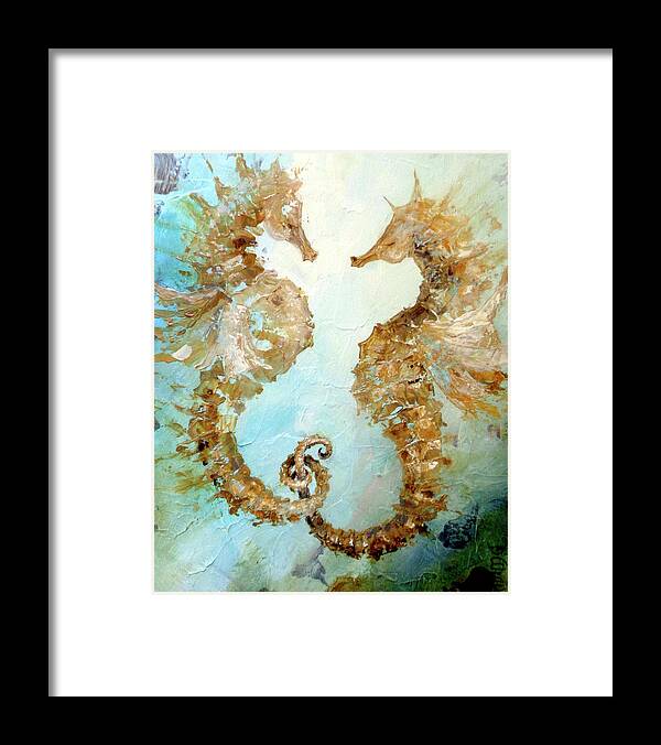 Seahorse Framed Print featuring the painting Seahorses In Love 2017 by Dina Dargo