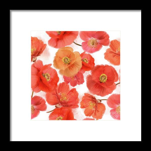 Poppy Framed Print featuring the digital art Seamless  Pattern Of Watercolor Poppy Flowers by Svetlana Foote