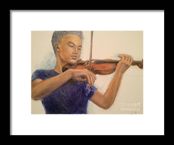 Violinist Framed Print featuring the painting Violinist 1 by Lavender Liu